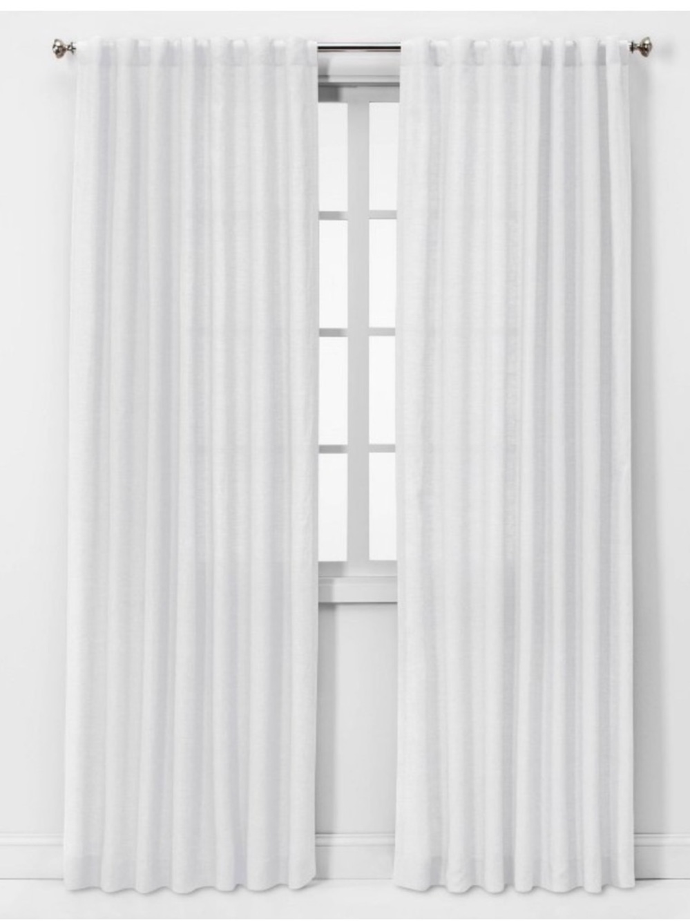 100% Linen Light filtering window curtain panel White - Threshold 
54”x95”